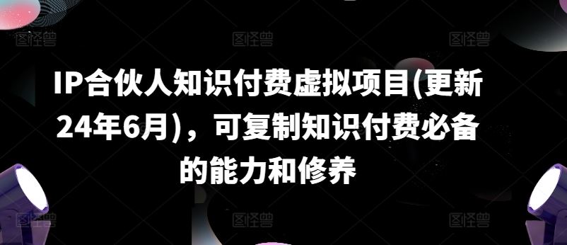 IP合伙人知识付费虚拟项目(更新24年6月)，可复制知识付费必备的能力和修养-87副业网