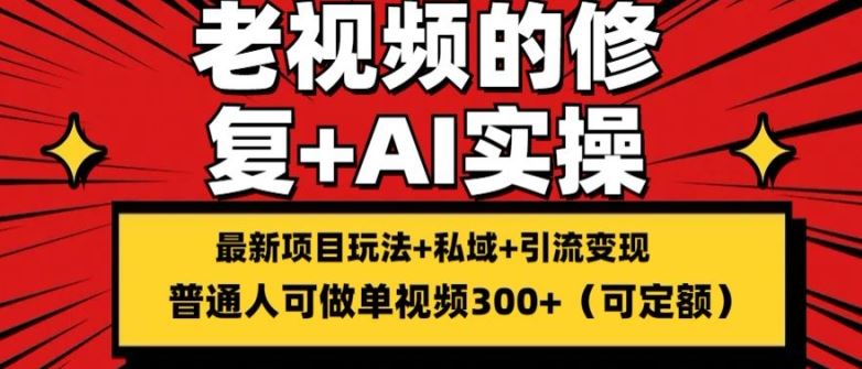 修复老视频的玩法，搬砖+引流的变现(可持久)，单条收益300+【揭秘】-87副业网