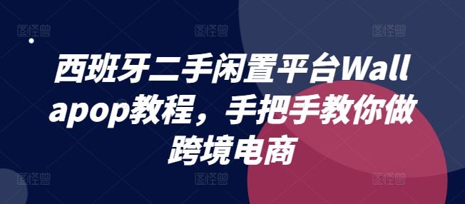 西班牙二手闲置平台Wallapop教程，手把手教你做跨境电商-87副业网