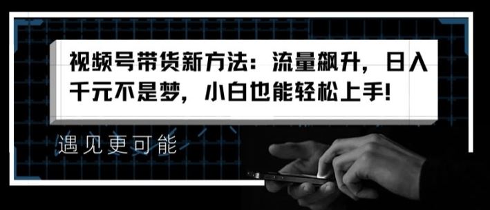 视频号带货新方法：流量飙升，日入千元不是梦，小白也能轻松上手【揭秘】-87副业网