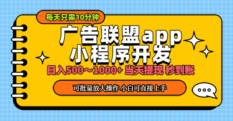 （11645期）小程序开发 广告赚钱 日入500~1000+ 小白轻松上手！-87副业网