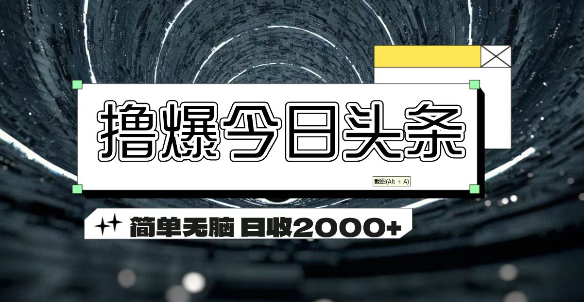 （11665期）撸爆今日头条 简单无脑操作 日收2000+-87副业网