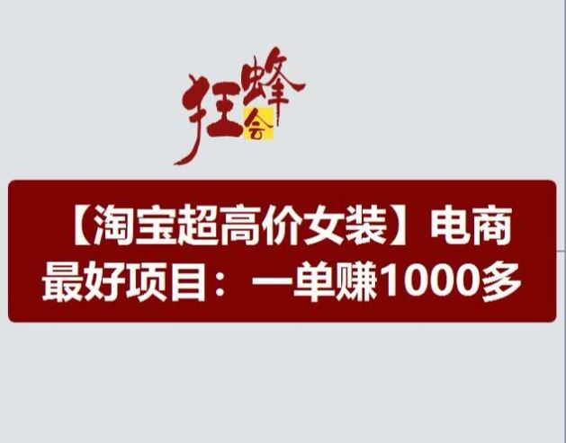 淘宝超高价女装项目，电商最好赛道，一单赚1000多-87副业网