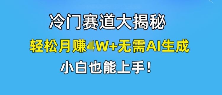 冷门赛道大揭秘，轻松月赚1W+无需AI生成，小白也能上手【揭秘】-87副业网