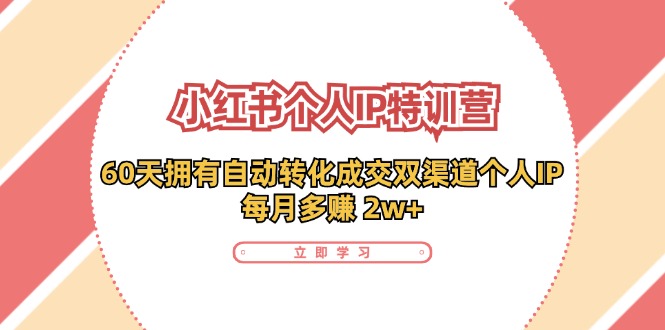 小红书个人IP陪跑营：两个月打造自动转化成交的多渠道个人IP，每月收入2w+（30节）-87副业网