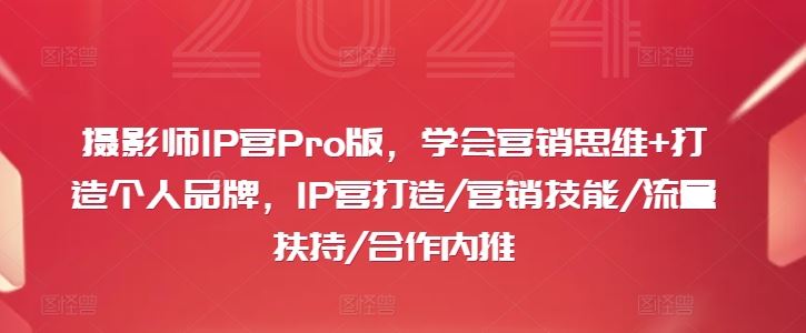 摄影师IP营Pro版，学会营销思维+打造个人品牌，IP营打造/营销技能/流量扶持/合作内推-87副业网