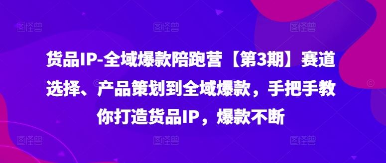 货品IP全域爆款陪跑营【第3期】赛道选择、产品策划到全域爆款，手把手教你打造货品IP，爆款不断-87副业网