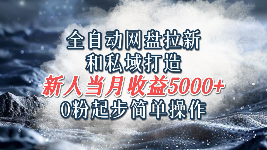 全自动网盘拉新和私域打造，0粉起步简单操作，新人入门当月收益5000以上-87副业网