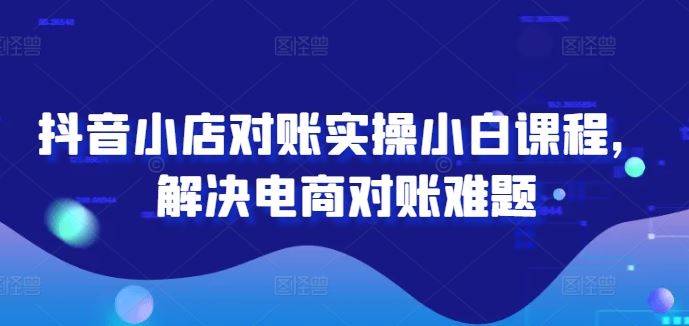 抖音小店对账实操小白课程，解决电商对账难题-87副业网