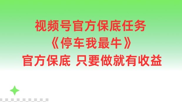 视频号官方保底任务，停车我最牛，官方保底只要做就有收益【揭秘】-87副业网