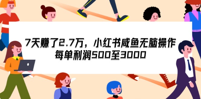 （12192期）7天收了2.7万，小红书咸鱼无脑操作，每单利润500至3000-87副业网