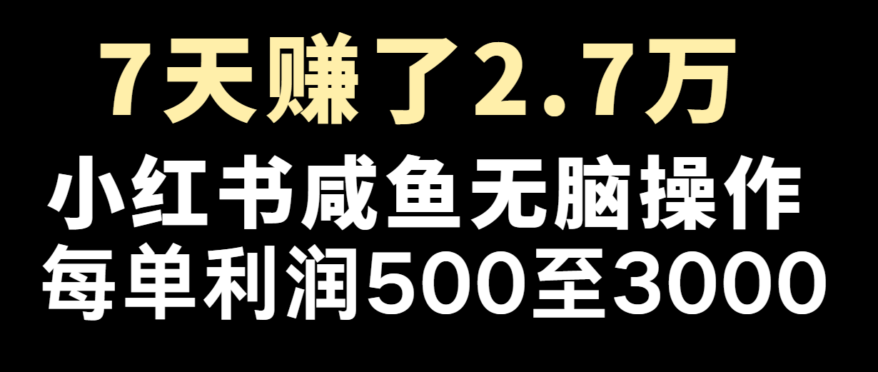 七天赚了2.7万！每单利润最少500+，轻松月入5万+小白有手就行-87副业网