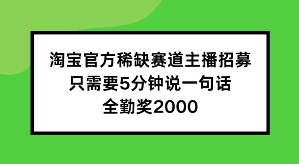 淘宝官方稀缺赛道主播招募 ，只需要5分钟说一句话， 全勤奖2000【揭秘】-87副业网