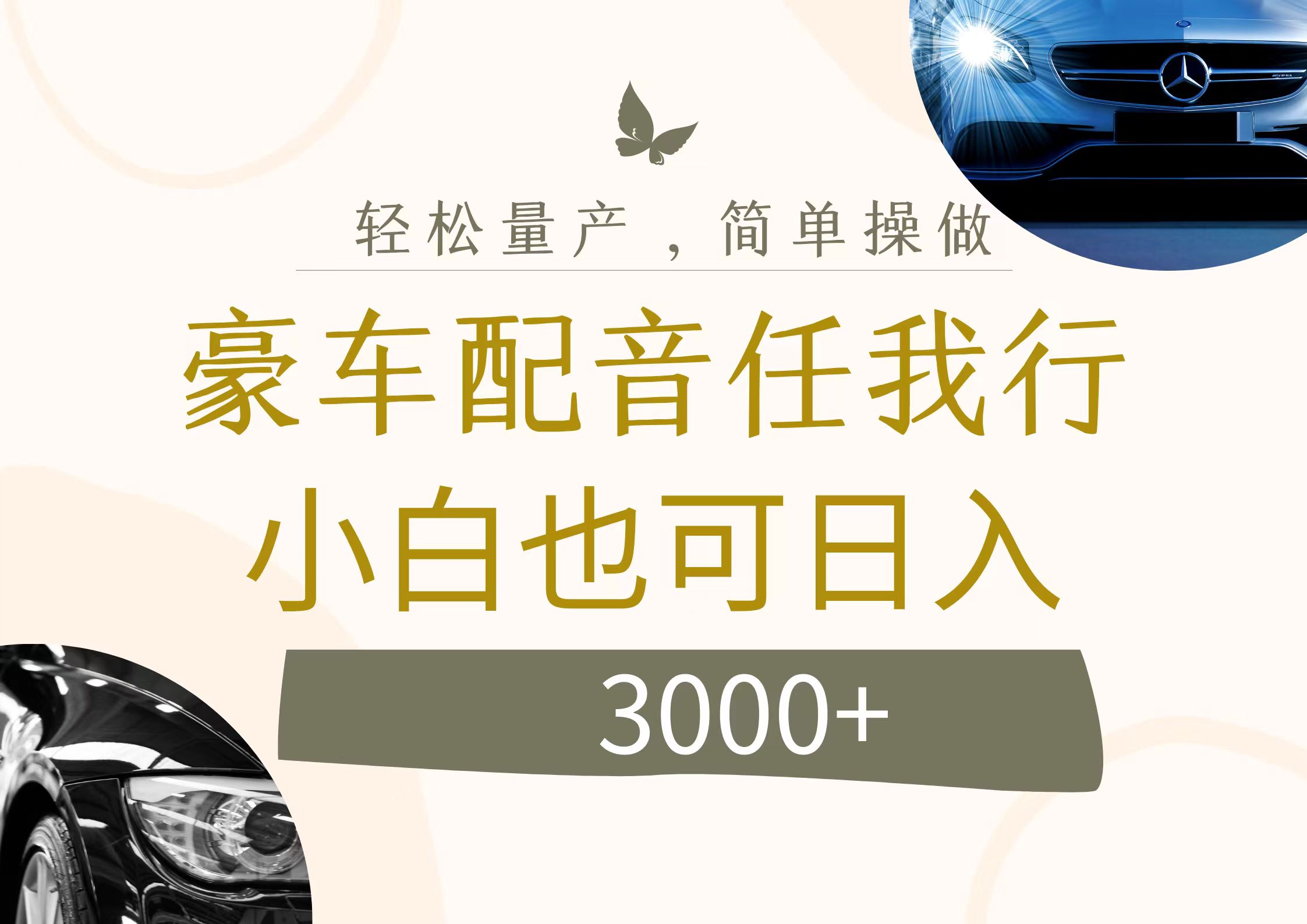 （12206期）不为人知的暴力小项目，豪车配音，日入3000+-87副业网