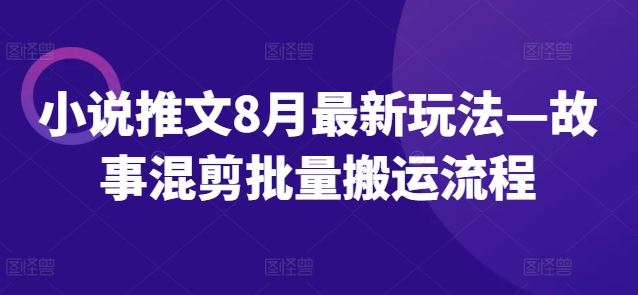 小说推文8月最新玩法—故事混剪批量搬运流程-87副业网