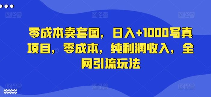 零成本卖套图，日入+1000写真项目，零成本，纯利润收入，全网引流玩法-87副业网