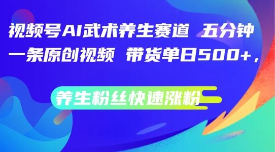 视频号AI武术养生赛道，五分钟一条原创视频，带货单日几张，养生粉丝快速涨粉【揭秘】-87副业网