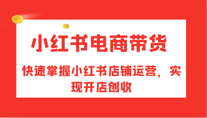 小红书电商带货，快速掌握小红书店铺运营，实现开店创收-87副业网