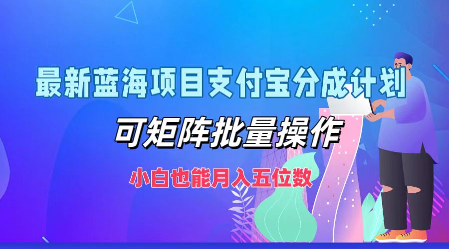 最新蓝海项目支付宝分成计划，可矩阵批量操作，小白也能月入五位数-87副业网