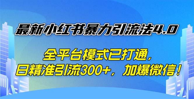 （12505期）最新小红书暴力引流法4.0， 全平台模式已打通，日精准引流300+，加爆微…-87副业网