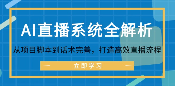 （12509期）AI直播系统全解析：从项目脚本到话术完善，打造高效直播流程-87副业网