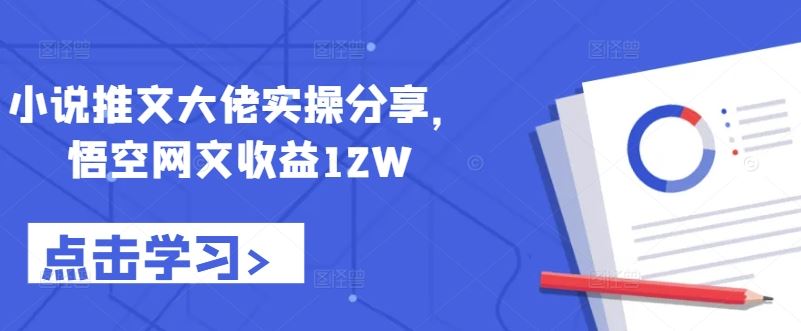 小说推文大佬实操分享，悟空网文收益12W-87副业网