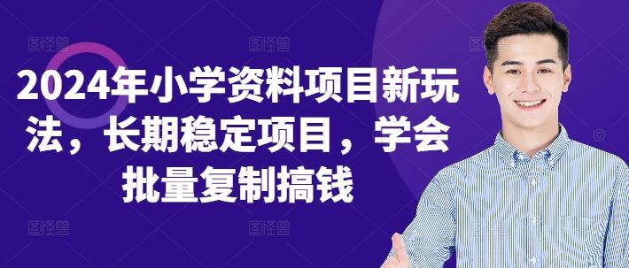 2024年小学资料项目新玩法，长期稳定项目，学会批量复制搞钱-87副业网