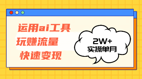 （12955期）运用AI工具玩赚流量快速变现 实操单月2w+-87副业网