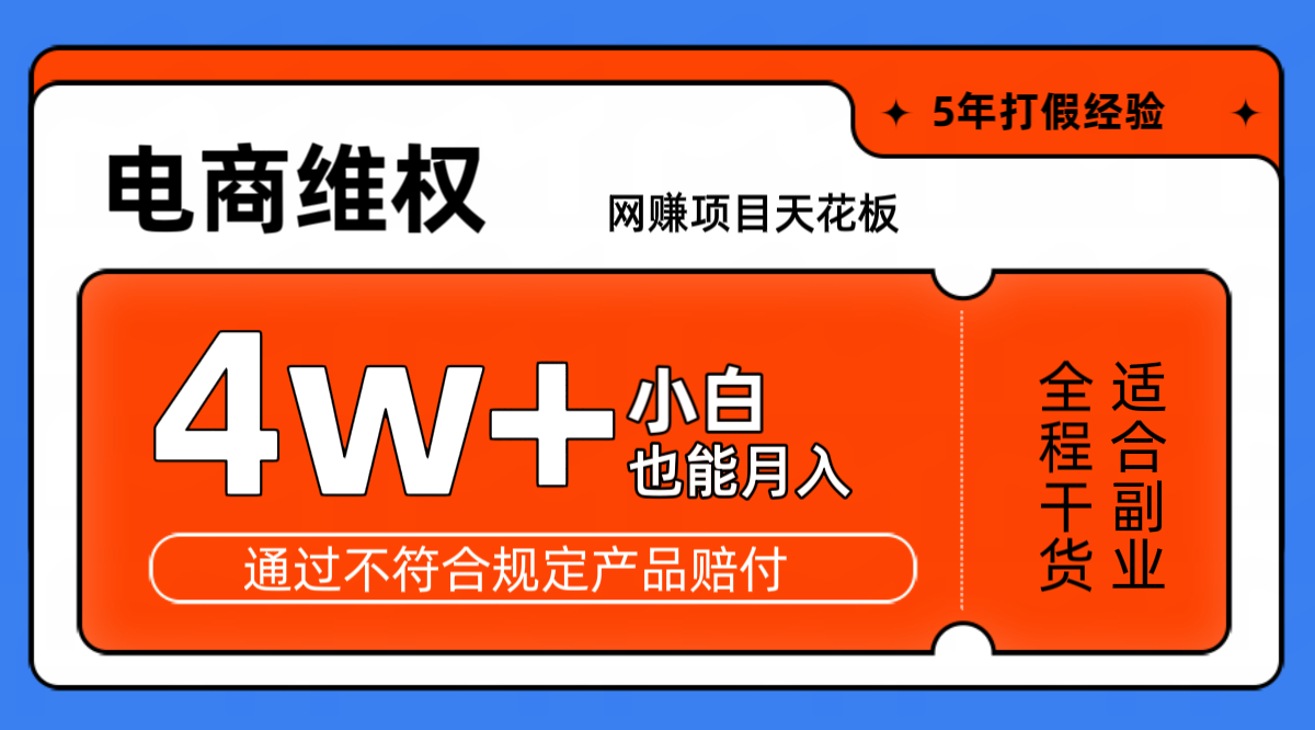 网赚项目天花板电商购物维权月收入稳定4w+独家玩法小白也能上手-87副业网