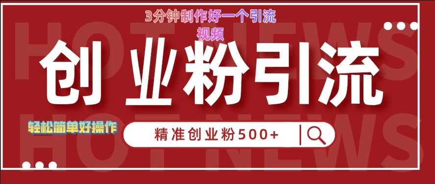 快手被动引流创业粉500+的玩法，3分钟制作好一个引流视频，轻松简单好操作【揭秘】-87副业网