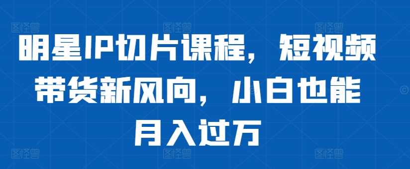 明星IP切片课程，短视频带货新风向，小白也能月入过万-87副业网