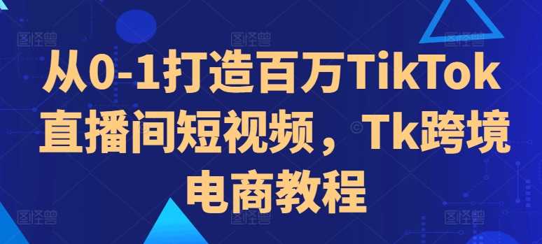 从0-1打造百万TikTok直播间短视频，Tk跨境电商教程-87副业网