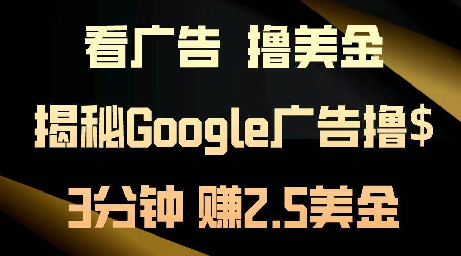 （13114期）看广告，撸美金！3分钟赚2.5美金！日入200美金不是梦！揭秘Google广告…-87副业网