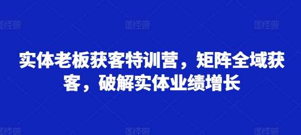 实体老板获客特训营，矩阵全域获客，破解实体业绩增长-87副业网