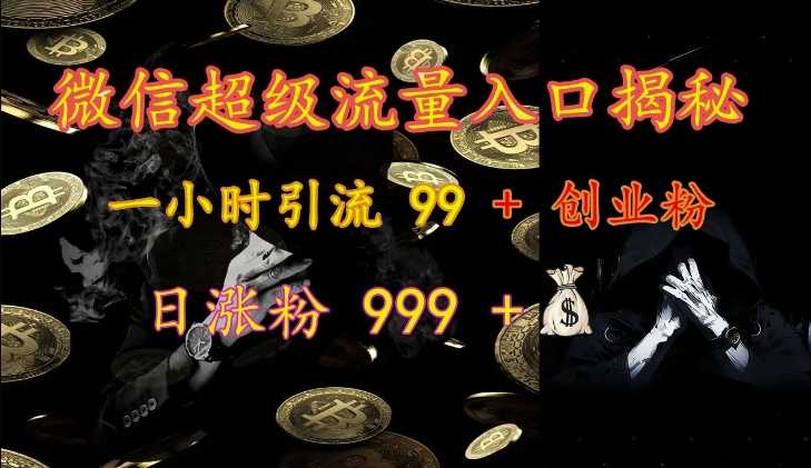 微信超级流量入口揭秘：一小时引流 99 + 创业粉，日涨粉 999 +-87副业网