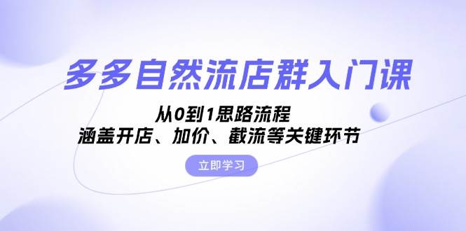 （13279期）多多自然流店群入门课，从0到1思路流程，涵盖开店、加价、截流等关键环节-87副业网