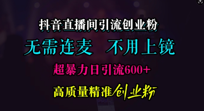 抖音直播间引流创业粉，无需连麦、无需上镜，超暴力日引流600+高质量精准创业粉【揭秘】-87副业网