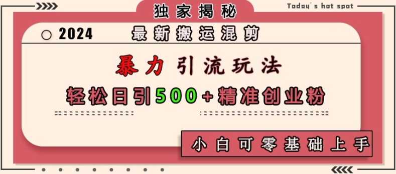 最新搬运混剪暴力引流玩法，轻松日引500+精准创业粉，小白可零基础上手-87副业网