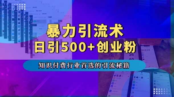 暴力引流术，专业知识付费行业首选的引流秘籍，一天暴流500+创业粉，五个手机流量接不完!-87副业网