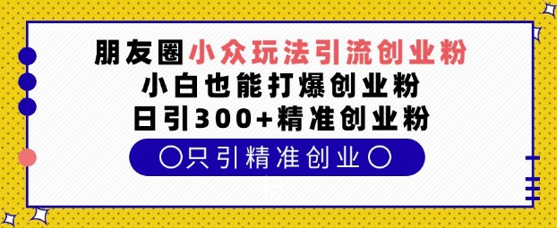 朋友圈小众玩法引流创业粉，小白也能打爆创业粉，日引300+精准创业粉【揭秘】-87副业网