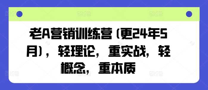 老A营销训练营(更24年12月)，轻理论，重实战，轻概念，重本质-87副业网