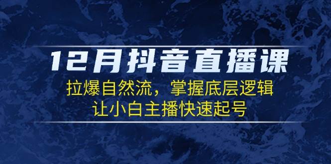 12月抖音直播课：拉爆自然流，掌握底层逻辑，让小白主播快速起号-87副业网