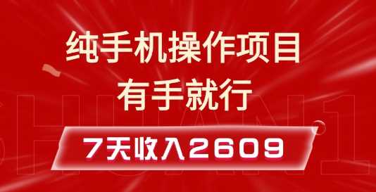 纯手机操作的小项目，有手就能做，7天收入2609+实操教程【揭秘】-87副业网