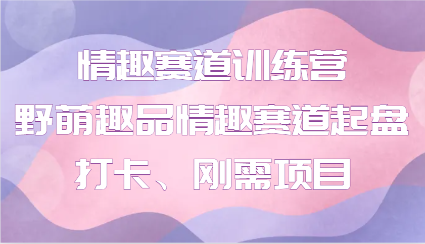 情趣赛道训练营 野萌趣品情趣赛道起盘打卡、刚需项目-87副业网