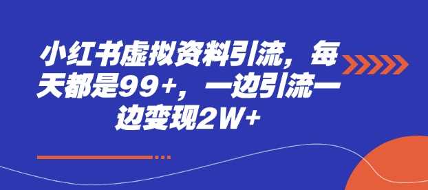 小红书虚拟资料引流，每天都是99+，一边引流一边变现2W+-87副业网