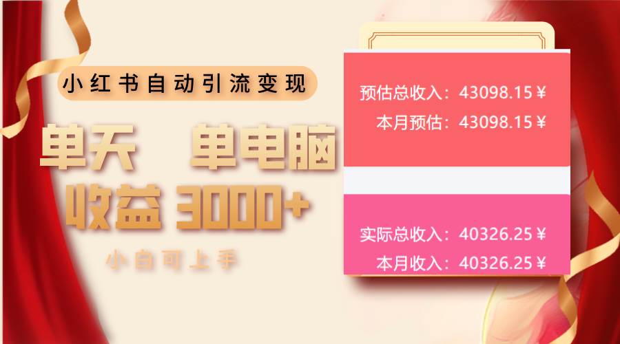 （13999期）小红书自动引流变现 单天单电脑收益3000+  小白可上手-87副业网