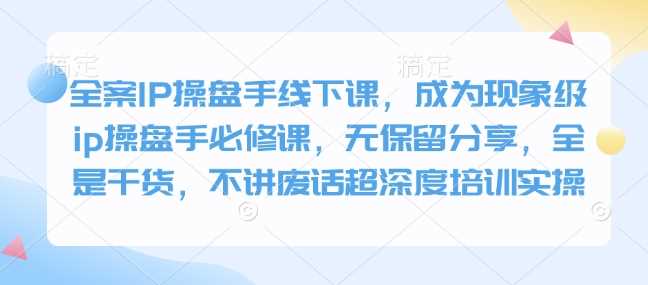 全案IP操盘手线下课，成为现象级ip操盘手必修课，无保留分享，全是干货，不讲废话超深度培训实操-87副业网